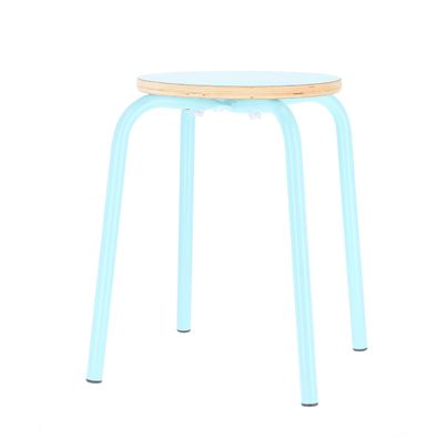 Hocker Paris Metall und Multiplex, modern stapelbar, Türkis, für Indoor, 4-Fuß-Gestel