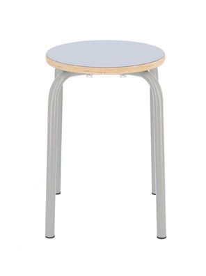 Hocker Paris Metall und Multiplex, modern stapelbar, taupe, 4-Fuß-Design für Indoor