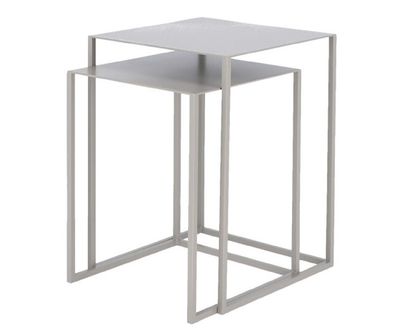 Beistelltisch Set PUR aus pulverbeschichtetem Metall, modern, taupe, 2-teilig, quadra