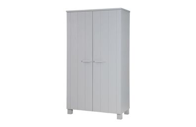 Kleiderschrank Dennis aus Kiefernholz, moderner Stauraum, hellgrau, 2 Türen, FSC-zert