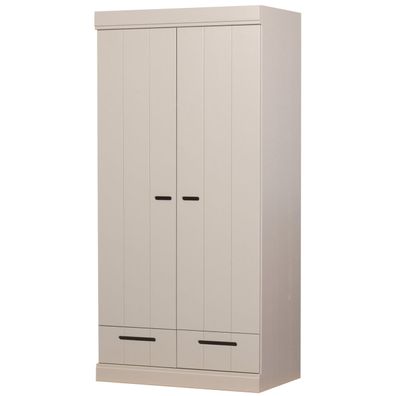 Kleiderschrank Connect aus Kiefernholz, modern mit Schubladen, hellgrau Dust, FSC-zer