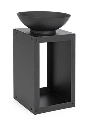 Feuerschale Stofeo aus hitzebeständigem Stahl, modernes Design, Schwarz, 38 cm, pulve