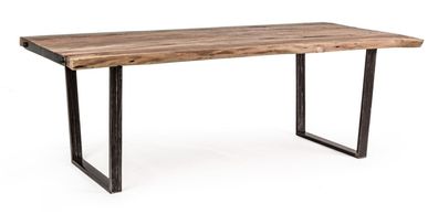 Esstisch Reminia aus Akazienholz, modernes Design mit V-Gestell, Natur, 220 cm, für 6