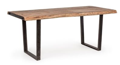 Esstisch Reminia aus Akazienholz, modernes Design mit V-Gestell, naturfarben, 180 cm