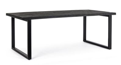 Esstisch Singstal aus Mangoholz, modern, schwarz, 200x100 cm, geeignet für 6?8 Person