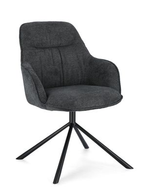 Esszimmerstuhl Tagran aus Stoff, modernes Design mit Metallgestell, Dunkelgrau, gepol