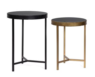 Beistelltisch Miyara 2er-Set, Metall und Glas, modern rund, schwarz gold für Dein Zuh