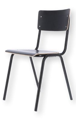 Stuhl Zero Metall und Multiplex, Retro Chic, stapelbar, Schwarz, robust und pflegelei