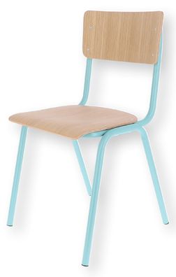 Stuhl Zero Multiplex und Eiche, Retro Chic, stapelbar, Türkis, robust und pflegeleich