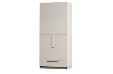 Kleiderschrank Split aus Kiefernholz, modern, hellgrau, Soft-Close, 95 cm breit