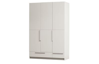 Kleiderschrank Split aus Kiefernholz, modern, hellgrau, 142 cm, Soft-Close-System