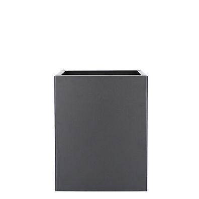 Vase Planter aus pulverbeschichtetem Stahl, modern, schwarz, mit Rollen und Einlegebo