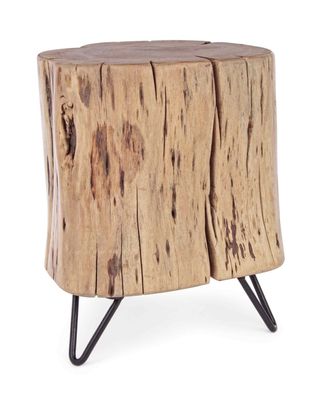 Hocker Rutar aus Akazienholz, Massivholz-Design, rund, natur, 41 cm Höhe, Unikat