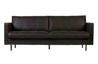 Sofa Rodeo Classic 2,5 Sitzer Lederoptik, modern klassisch, schwarz, bequeme Polsteru