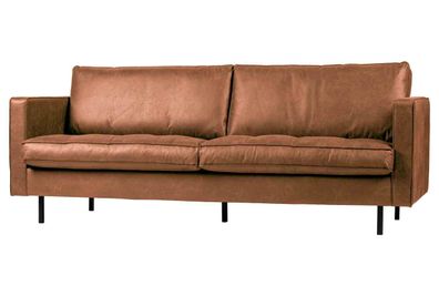 Sofa Rodeo Classic Lederoptik, modern klassisch, 2,5 Sitzer, cognacbraun, bequem gepo