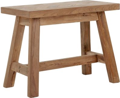 Bank Herringbone aus Teakholz, massiv und nachhaltig, 60 cm, naturbraun, für drinnen