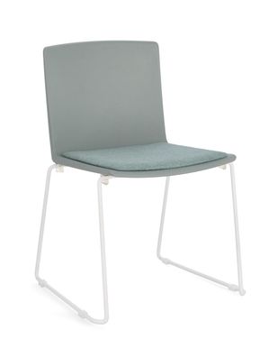 Esszimmerstuhl Ailigia 4er-Set aus Metall, modern gepolstert, Weiß Salbei, stapelbar