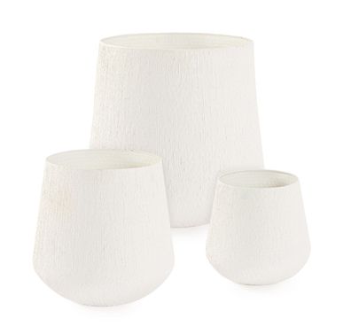 Outdoor-Vase Ranek 3er-Set aus Metall, modern handgefertigt, Weiß, für innen und auße