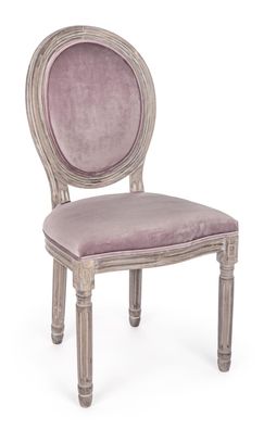 Stuhl Edilmath, Birkenholz und Samt, klassisch barock, rosa, gepolstert, für Dein Zuh