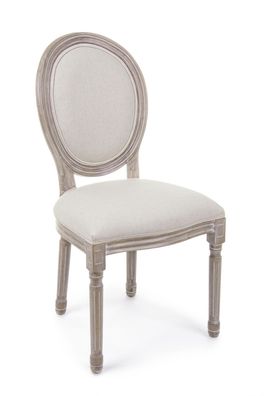 Stuhl Edilmath aus Birkenholz und Stoff, klassisch barock, beige, gepolstert für Indo