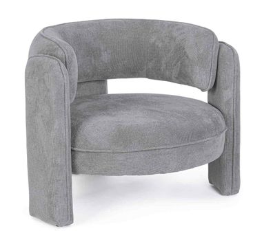 Sessel Ashina aus Stoff, modernes Design, gepolstert, Grau, verstellbare Holzbeine, B