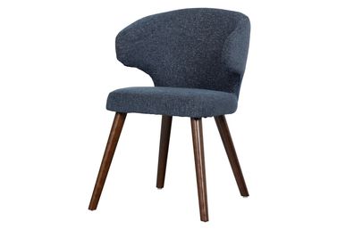 Esszimmerstuhl Cape aus Holz und Mischgewebe, klassischer Stil, gepolstert, blau