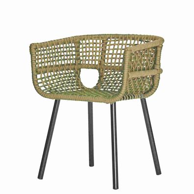 Gartenstuhl Suka aus Aluminium, modern und gepolstert, olivegrün, wetterfest für drau