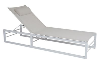 Gartenliege Vevi aus Aluminium, modern, verstellbare Rückenlehne, Weiß, für Outdoor
