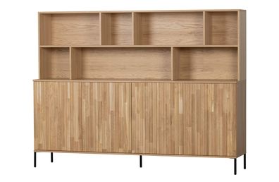 Wandschrank Gravure aus Eichenholz, modernes skandinavisches Design, natur, höhenvers