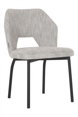 Esszimmerstuhl Bloom aus Stoff, modern gepolstert, hellgrau, Metallgestell schwarz, k