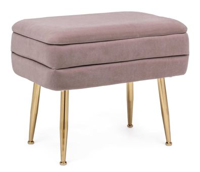 Bank Lipavna aus Samt, modern mit Stauraum, rosa, 50 cm, Metallgestell in Gold