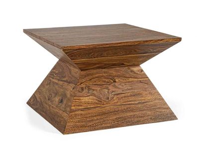 Beistelltisch Pytagi aus Sheesham-Holz, klassisches Design, natur, quadratisch, 58 cm