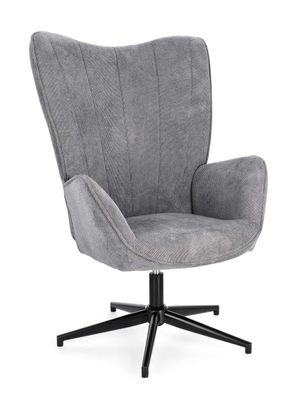 Drehsessel Sanali aus Stoff, klassisch mit Mittelfuß, grau, gepolstert, drehbar 360 G