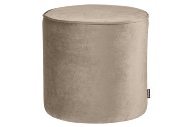 Hocker Sara aus Samt, rundes Design, modern gepolstert, hellbraun, Ø 46 cm