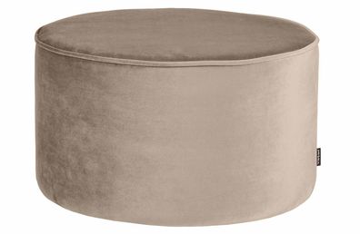 Hocker Sara aus Samt, rund gepolstert, modernes Design, hellbraun, Ø 60 cm, komfortab