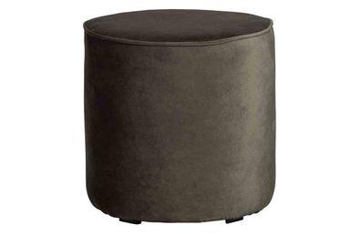 Hocker Sara aus Samt, rund und gepolstert, modern waldgrün, komfortabel für dein Zuha
