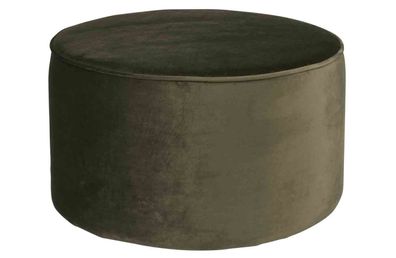 Hocker Sara aus Samt, rund gepolstert, moderner Stil, waldgrün, Ø 60 cm, komfortabel