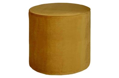 Hocker Sara aus Samt, rund gepolstert, moderner Stil, ocker, Ø 46 cm, für dein Zuhaus
