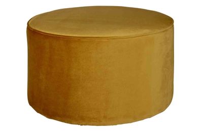 Hocker Sara aus Samt, rund und gepolstert, moderner Stil, ockerfarben, Ø 60 cm