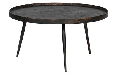 Beistelltisch Bounds aus Naturholz und Metall, Industrial Design, antikes Gold, Ø 76