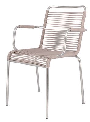 Stuhl Spaghetti von Fiam aus Aluminium, Retro Chic, taupe, stapelbar für Outdoor-Eins