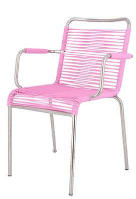 Stuhl Spaghetti aus Aluminium, Retro Chic mit wetterfestem PVC, pink, von Fiam, Outdo