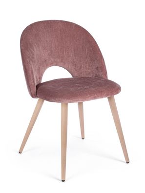 Esszimmerstuhl Yeziles 4er-Set, Samt gepolstert, skandinavischer Stil, Rosa, Gestell