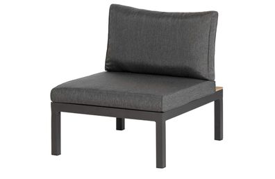 Gartenmodulsofa Einzel-Element La Vida aus Teakholz, modern, anthrazit, gepolstert, O