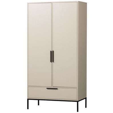 Kleiderschrank Adam aus Kiefernholz, moderner Stauraum mit Türen und Schublade, hellg