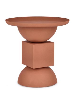 Beistelltisch Akla aus Metall, modern, pulverbeschichtet, rund, Rot, Ø 41 cm, für Ind