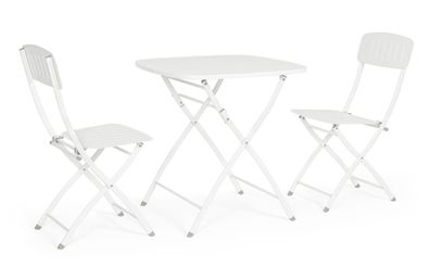 Garten-Set Novony aus Metall, klassisch klappbar, weiß, pflegeleicht und kompakt