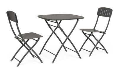 Garten-Set Novony aus Metall, klassisch, anthrazit, klappbar, pflegeleicht, für zwei