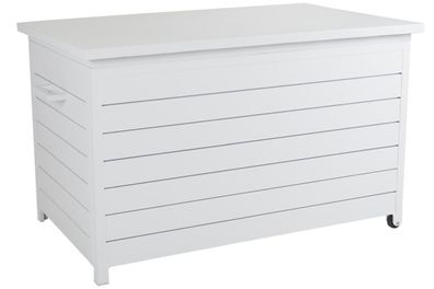 Gartentruhe Gäster Big von Brafab aus Aluminium, modern, Weiß, mit Rädern und Gasdruc