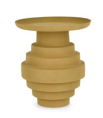 Beistelltisch Abames aus Metall, rundes Design, pulverbeschichtet, Senf, Ø 35 cm